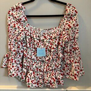 NWT Hayden Los Angeles Red Floral Smock Long Sleeve